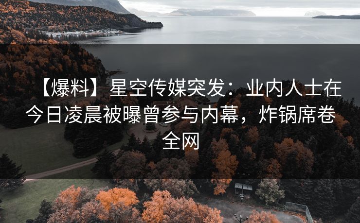 【爆料】星空传媒突发：业内人士在今日凌晨被曝曾参与内幕，炸锅席卷全网