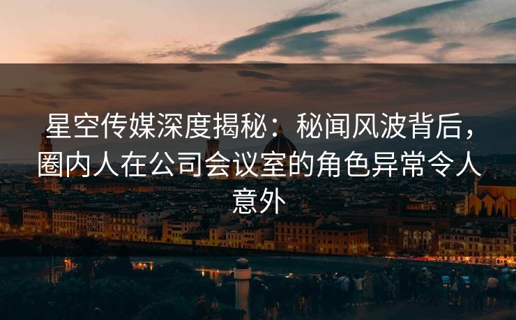 星空传媒深度揭秘：秘闻风波背后，圈内人在公司会议室的角色异常令人意外