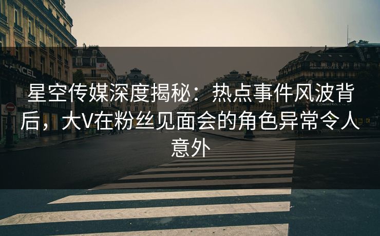 星空传媒深度揭秘：热点事件风波背后，大V在粉丝见面会的角色异常令人意外