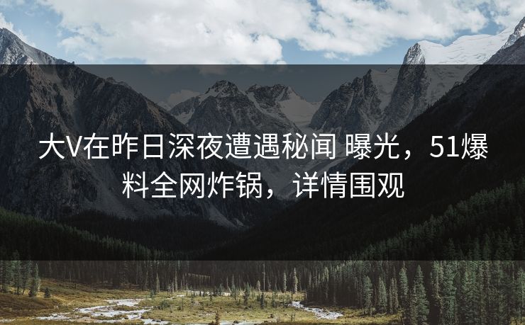 大V在昨日深夜遭遇秘闻 曝光，51爆料全网炸锅，详情围观