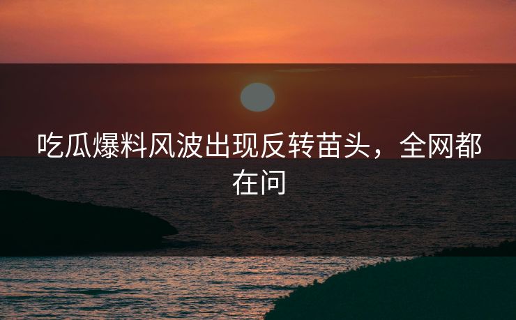 吃瓜爆料风波出现反转苗头，全网都在问